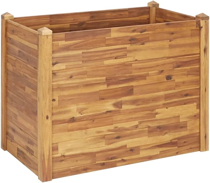 Outdoor Wooden Garden Raised Bed Raised Garden Bed Flower or Vegetable Planter Box for Garden Yard Wood Box for Planting 43.3x23.6x33.1 Solid Acacia Wood