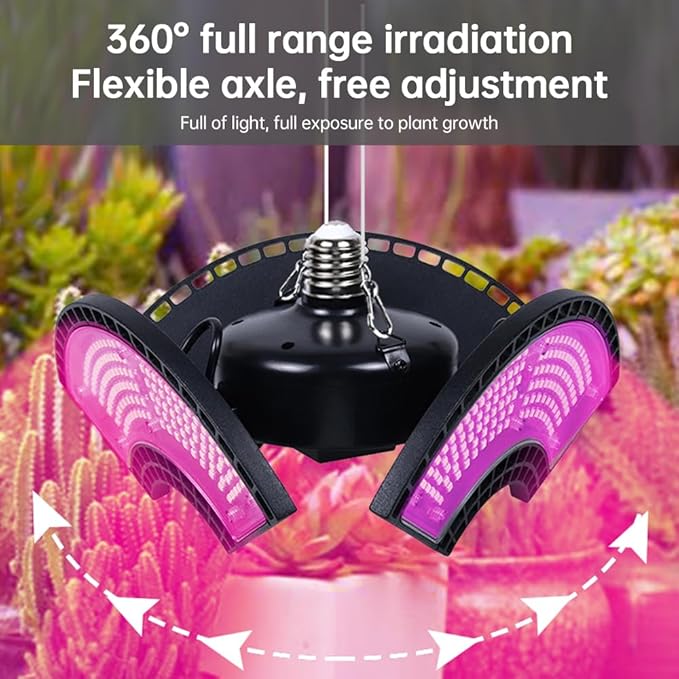 Buachois Grow Lights for Indoor Plants 360 LED Full Spectrum Red Blue LED Plant Growing Lamps with E27 BaseHeight Adjustable Plant Stand for Flowers Vegetables Growth