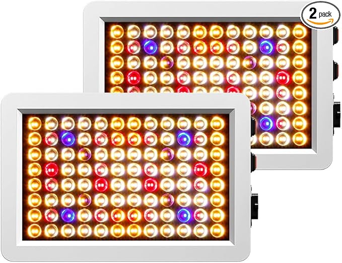 2Pack 500W LED Plant Lights AC100-277V Bloom/Veg 2Modes Dimmable Planting Fill Lamp 110V Greenhouse Tent Hydroponic Flower Vegs Succulent Potted Fruit Seeds UV/IR Cultivation Lighting with US Plug