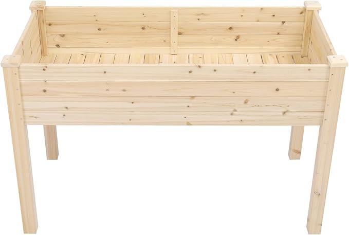 Vasitelan 47x22x30in Raised Garden Bed Elevated Wood Planter Box Stand for Backyard Patio Balcony