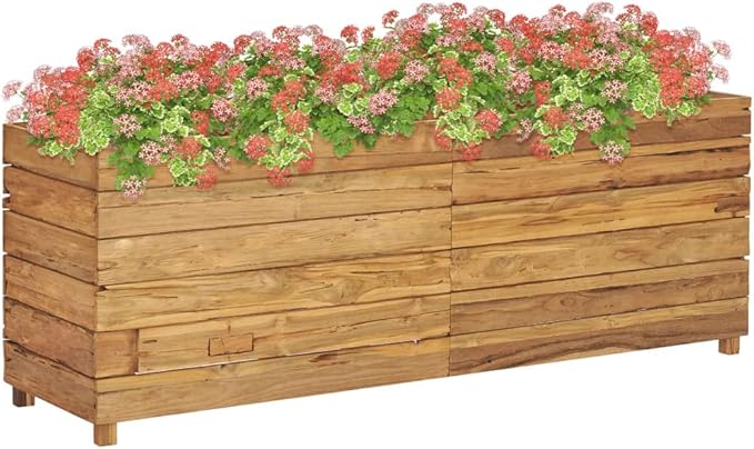 YAFF Raised Bed 59.1x15.7x21.7 Recycled Teak and Steel (54.912lbs)