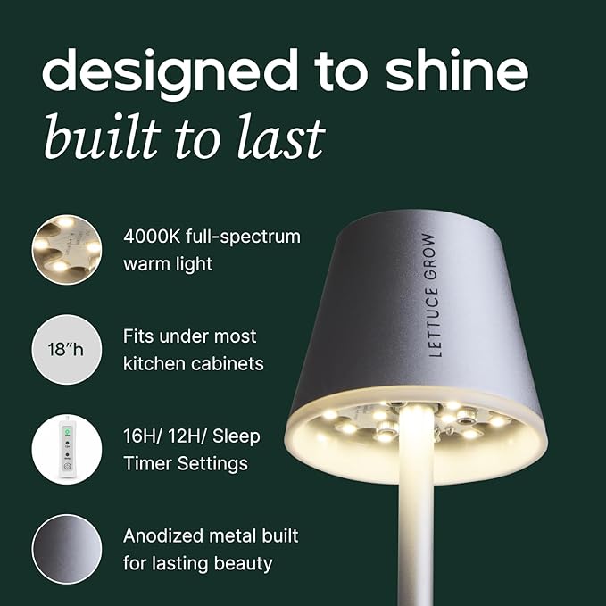 Glow Lamp – Sleek Under-Cabinet LED Grow Light for Indoor Edible Garden – Full-Spectrum System with Automatic Timer – Supports Herbs &amp Greens Home Decor &amp Gifting