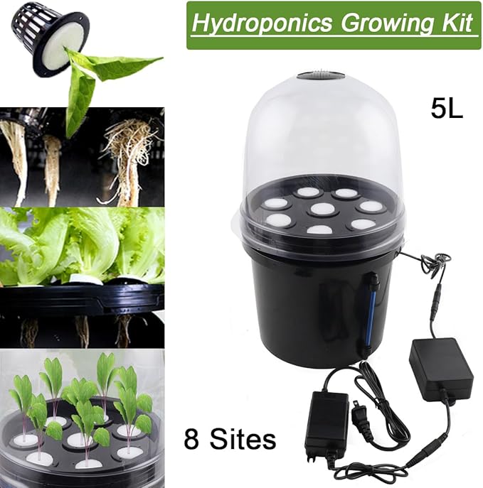 LALABU Hydroponics Growing System Fog Seedling Box 8 Holes 5L Bucket Hydroponic Equipment Seedling Cultivation Hydroponics Planting Growing Kit Soilless Cultivation Grow Cup Box for Lettuce Vegetable