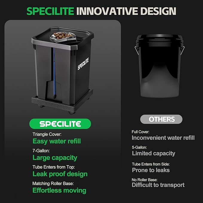 SPECILITE DWC Hydroponics Grow System with Top Drip Kit 7 Gallon 2 Buckets Deep Water Culture Recirculating Drip Garden System with Plant Stand with Wheels Air Pump Air Stone Air Hose