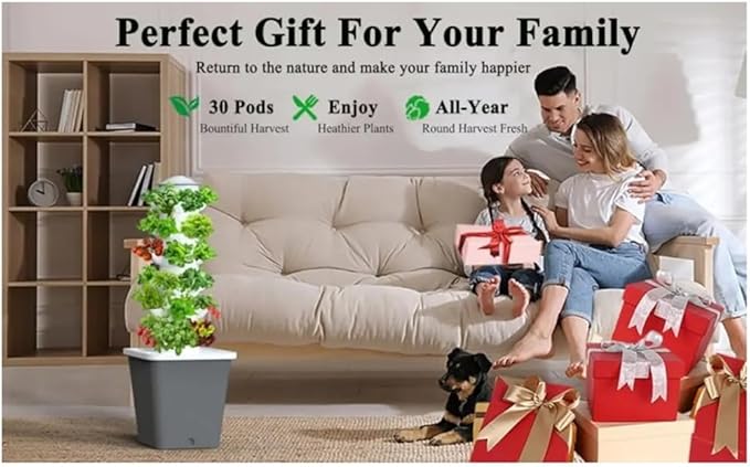 Hydroponics Tower Indoor Growing System Indoor Vertical Farming Garden Planter Plants Germination Kit and 6-Layers 30-Plants for Gardening Lover