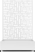 Raised Garden Bed with Trellis and Wheels73x47x16 Metal Raised Garden BedWhite Modern Metal Planter with Climbing Trellis for Vines &amp Vegetables