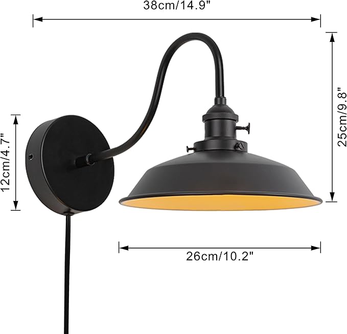 2-Pack Hook Mounted Plant Light Full Spectrum 4500K 10W Adjusted Light Beam Range 15-60° Industrial Style Goose Neck Wall Lamp for Flowers Growing Indoor Plants