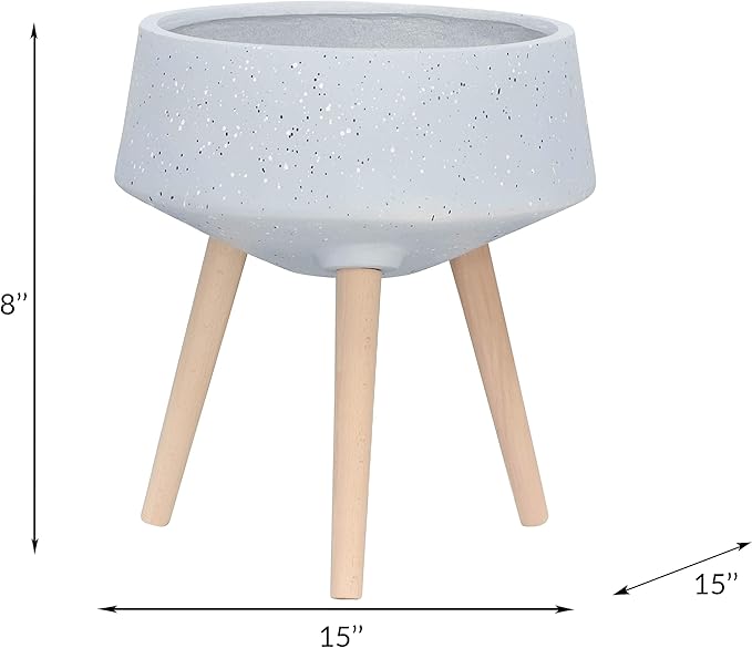 S2 1115 TERRAZZO Planter W Wood Legs Gray