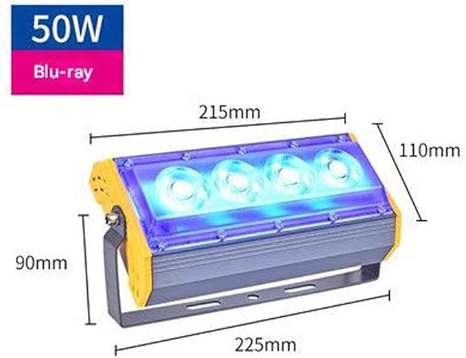 LED Outdoor Waterproof Floodlight Lighting Four-Eyed Courtyard Exterior Wall Advertising Spotlight Waterproof IP66Ground-Mounted Tree Light(Blue)