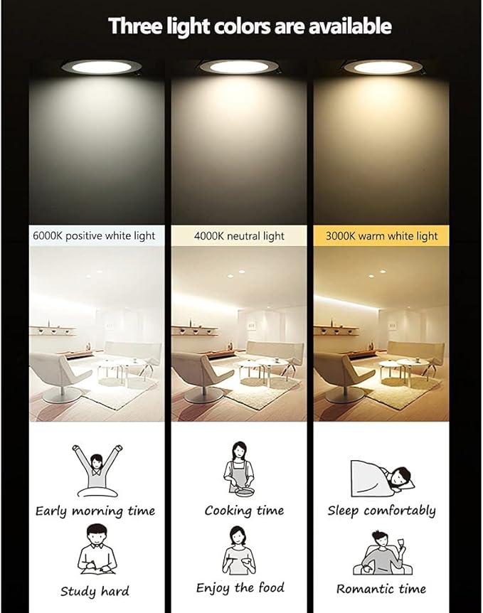 7w-25 Round Dimmable Recessed Led Downlights for Ceiling Indoor Anti-Glare High-Brightness Spotlights Lights 3000k-6000 Lighting Household Commercial Can Fit