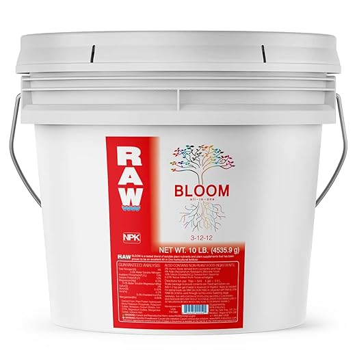 RAW All in One Bloom 3-12-12 Water-Soluble Fertilizer for Strong Bloom Performance 10lbs