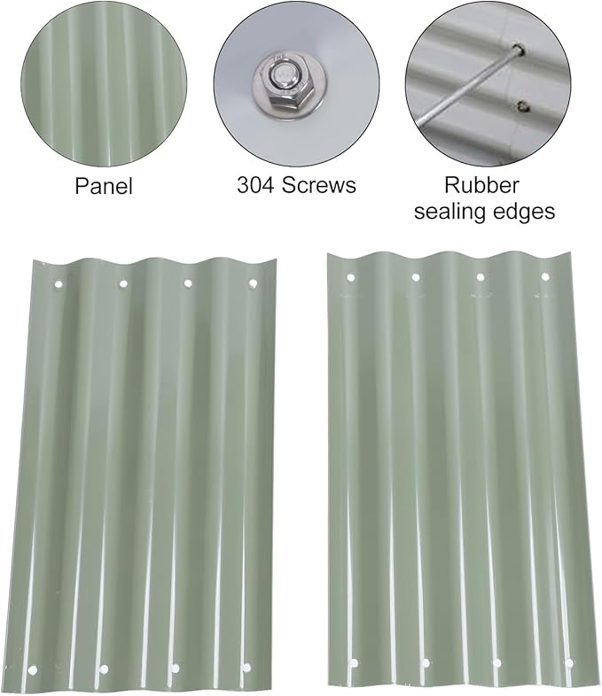 2pcs Raised Garden Bed Panels 304 Stainless Steel Rubber Oval Large Patio Ground Planter Box Metal Raised Planter Bed Kit for Home School Farm Agricultural Sites (Light Green)