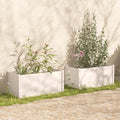 Garden Planter White Pinewood Retaining Walls Set of 2 Outdoor Fencing Galvanized Steel Frame Medium Raised Bed for Patio Landscape Basket Cages