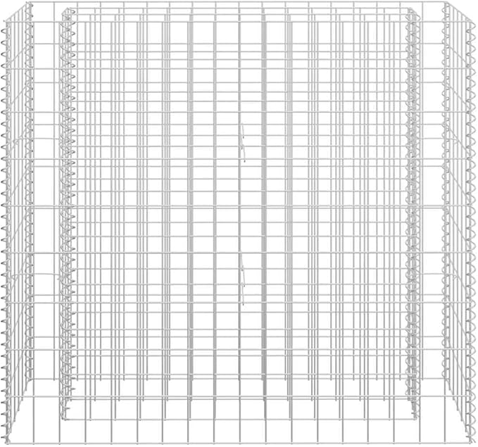 Gabion Raised Bed Silver Galvanized Steel Garden Pot Gardening Pot for Patio Lawn 35.4x11.8x35.4 in