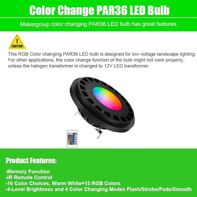 RGB PAR36 LED Light Bulb and RGB MR11 LED Bulbs Color Changing