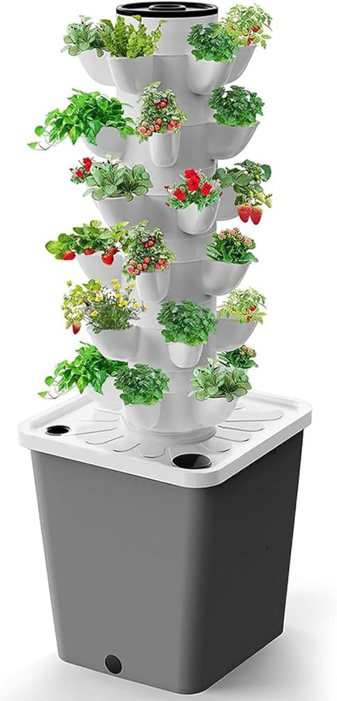 Hydroponics Growing System Pods Hydroponics Tower with Hydrating Pump Vertical Tower for Herbs and Vegetables Aeroponics Growing Kit with Time Control30holes