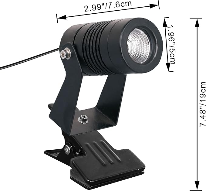 Kiven IP65 Waterproof LED Landscape Clamp Light Mini Decorative Spotlight Lamp with Plug-in Cord and Timer for Indoor Outdoor Yard Step Statue LED Lawn Light (3W Cool White)-HWD0158
