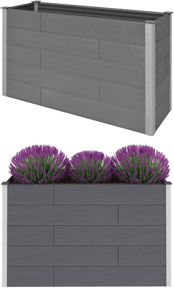 qiangxing Garden Raised Bed Planter Raised Beds Raised Planter Box Planters for Outdoor Plants Garden Beds WPC 59.1x19.7x35.8 Gray