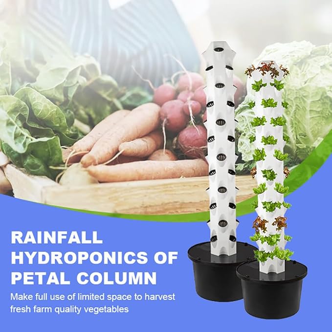 Hydroponics Growing 48 Pods Aeroponics Growing Tower with LED Grow Light Vertical Garden Planter Plant Germination Aeroponics Growing Ki