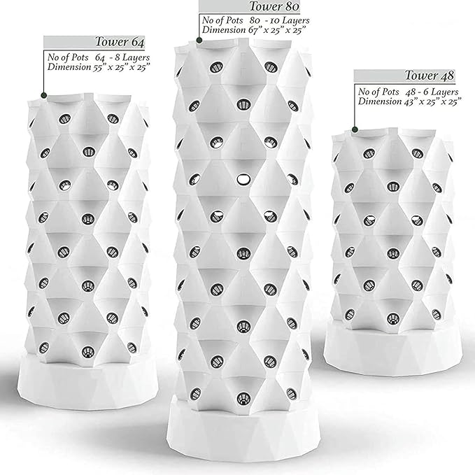 Hydroponic Kits Hydroponic Growing System Kit Indoor Growing System Vertical Growing Tower Seeding Beds and Net Pots for Herbs Fruits and Vegetables/1 Pc. Beginner Hydroponics System(6 Layers)