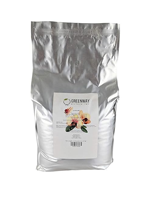 Greenway Biotech Organic Gypsum Powder - Solution Grade Calcium Sulfate Soil Amendment for Clay Soil Lawn Garden - 97% Pure (22.5% Ca 18% S) - Improves Drainage - Made in USA - (25 X 2) Pounds