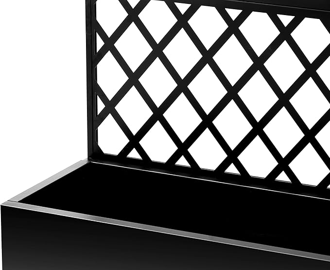 71x35x16 Inch Large Steel Raised Garden Bed Mobile Planter Box with Trellis and Privacy Screen Lockable Casters &amp Drainage Holes Outdoor Vegetable Garden for Vines Flowers Patio Deck Balcony