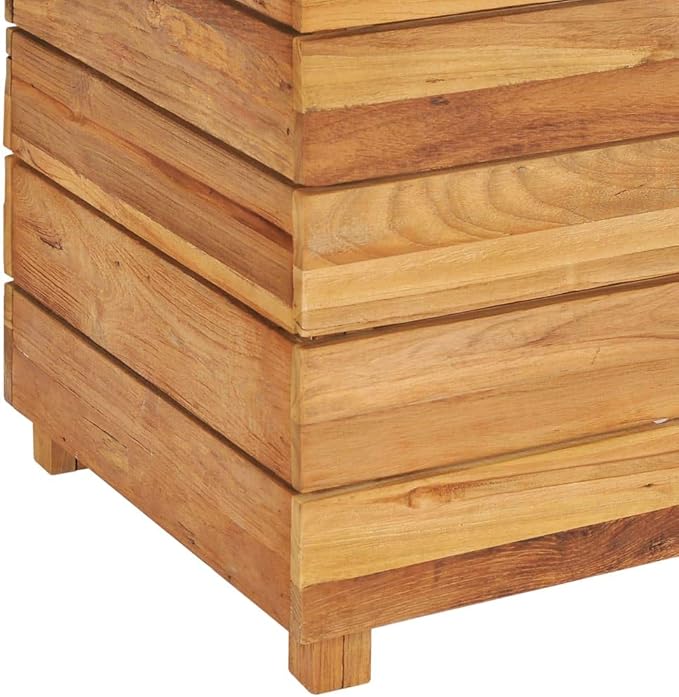Wooden Raised Bed with a Steel Rack Recycled Teak Raised Planter Garden Box with Legs Wood Raised Garden Bed Planter for Vegetables Grass Lawn Yard 39.4x15.7x21.7 -AA