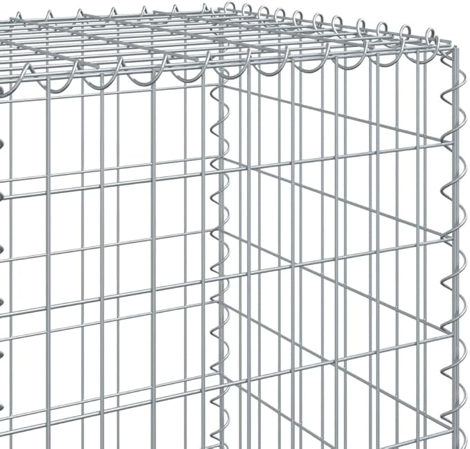Gabion Basket with Cover 78.7x19.7x59.1 Galvanized Iron Raised Garden Bed Metal Planter Box for Outdoor Garden Landscaping Elevated Raised Flower Bed Durable and Tool-Free Assembly