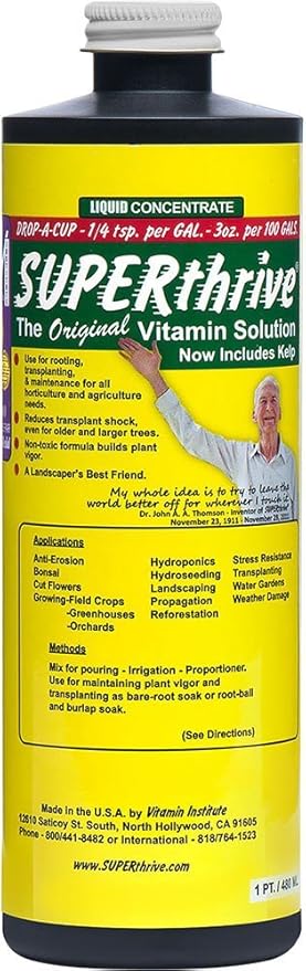 SUPERthrive VI30155 Plant Vitamin Solution 1 PintMulti and Jobe’s Slow Release Tree and Shrub Fertilizer Spikes 15 Count