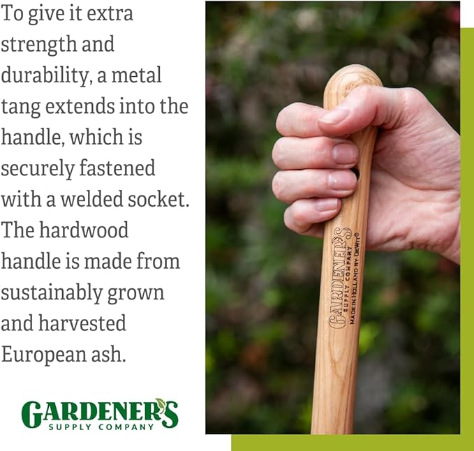 DeWit Gardener's Supply Company Lifetime Raised Bed Cultivator &amp Long-Handled Garden Hoe | High Carbon Boron Steel Gardening Tool - 18 Handle