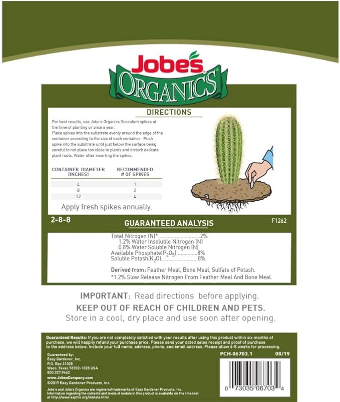 Organic Succulent Plant Spike 2-8-8 Formula 12-Pk.