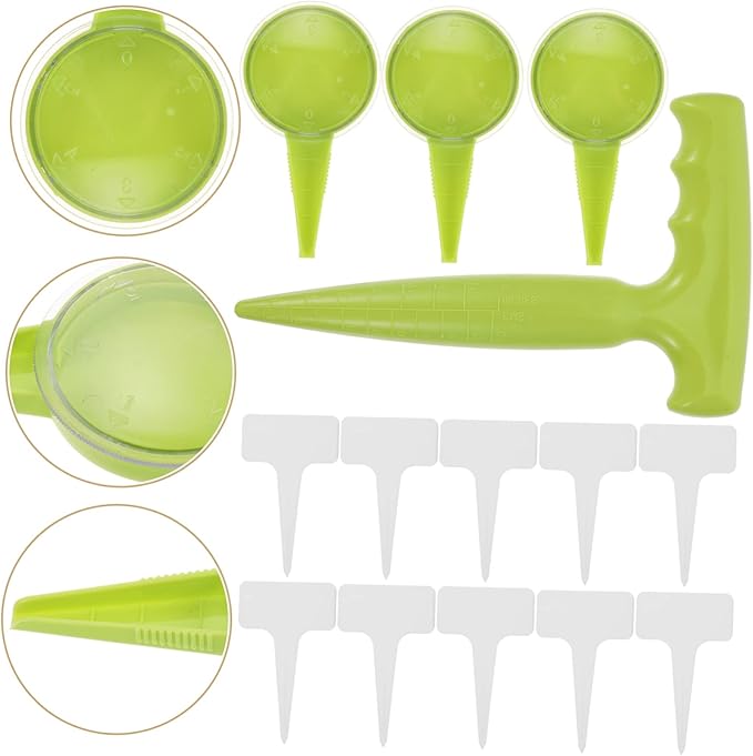Kisangel 4sets Gardening Tool Kit Dibbler Plant Sowing Dispenser and Plant Labels for Home Gardening Easy to Use and Versatile Sowing Tool