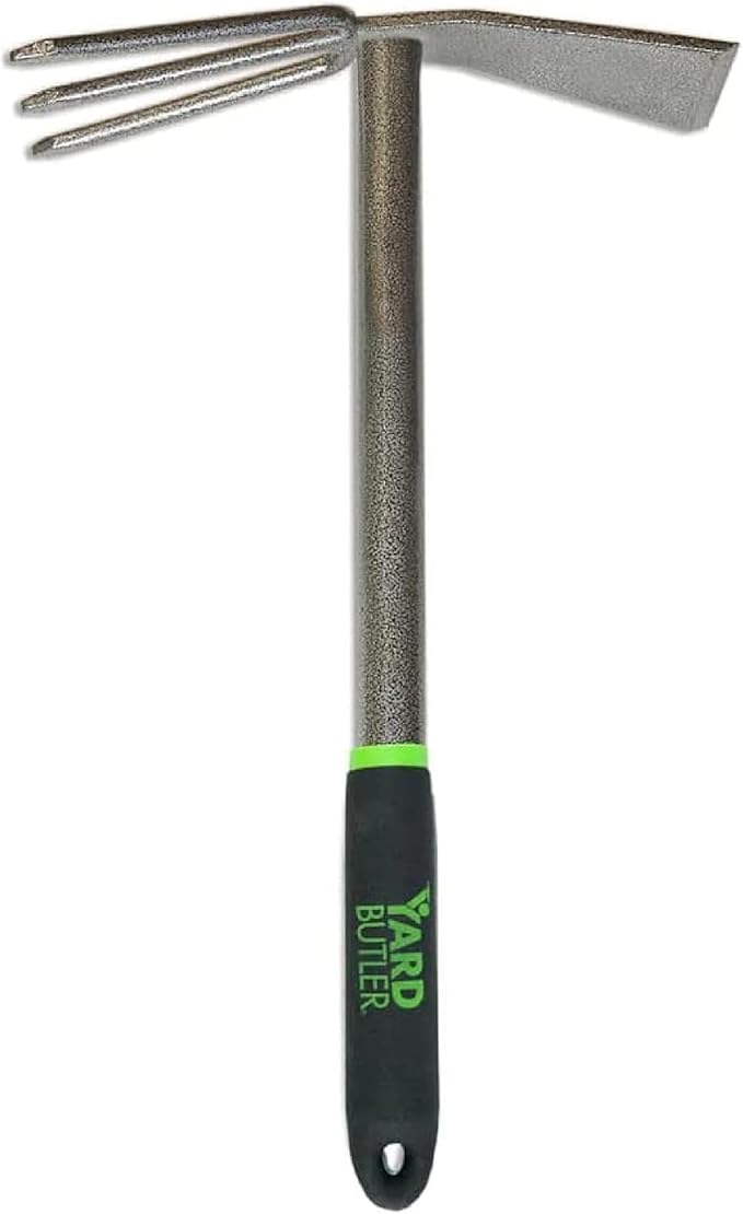 Yard Butler ITT-4T Terra Tiller Hand Cultivator - Essential Gardening Tool for Yardwork - Power-Coated Steel Construction - Comfortable Grip - Long-Lasting - Rust-Resistant