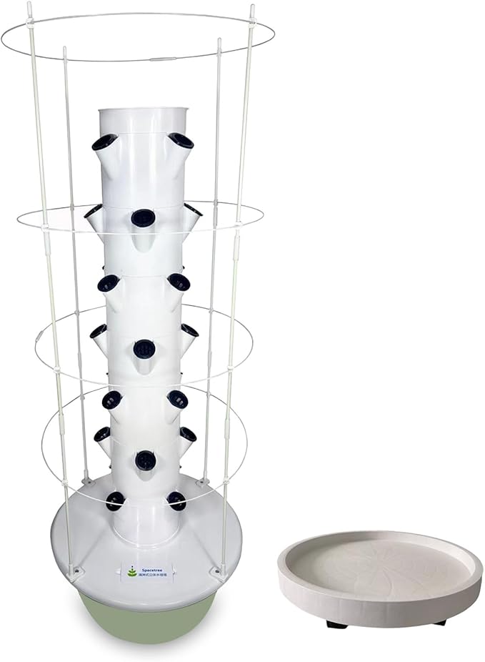 Hydroponics Tower Garden Hydroponic Growing System Aeroponics Growing Kit Indoor Herb Garden Kit with Hydrating Pump Controller for Herbs Fruits B(20Pots)