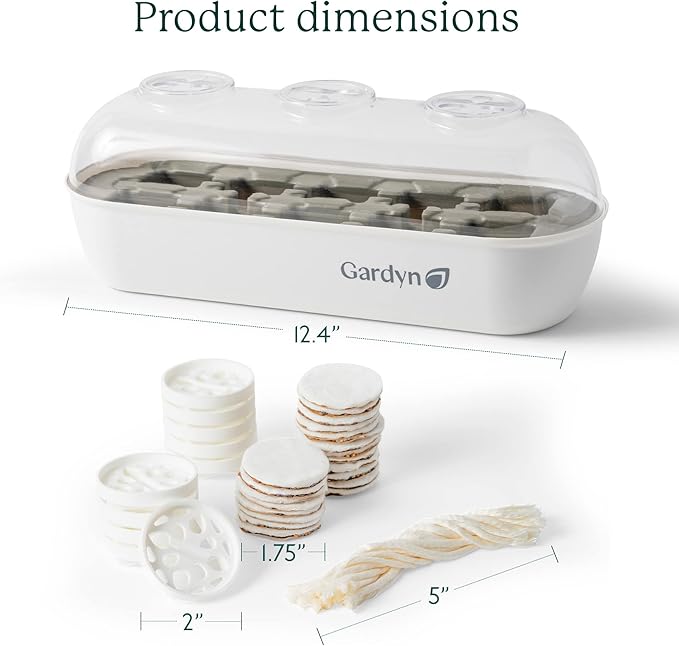 GARDYN Complete Microgreens Growing Kit - Indoor Herb Garden - Indoor Hydroponics Growing System Kit Nursery Seed Starter Tray 20 Seed Pads Bamboo Wicks10 Grow Plates