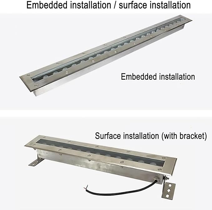 Outdoor Buried Lights - LED Landscape Lights AC 24V Low Recessed Submersible Fountain Light Ip68 Waterproof with Stand Long Strip Underwater Led Spotlight Easy to InsWhite-9W-400MM