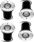 4PCS Ground LED Landscape Lights - Outdoor Recessed Spot Light IP67 Waterproof Garden Buried Lamp 1W LED Floor Spotlight for Garden Driveway Deck Step Lighting(Red1W(24V))