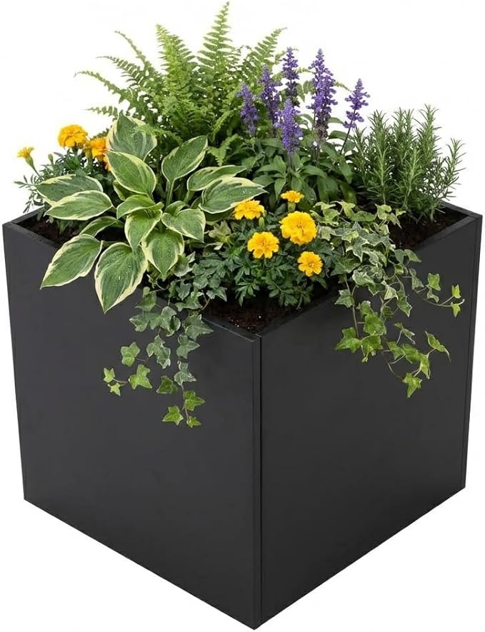 Rectangle Metal Planter Box 26x26x26 Inch-Heavy Duty Large Garden Planter BoxIndoor and Outdoor Galvanized Steel Raised Bed for Porch Garden Patio Yard