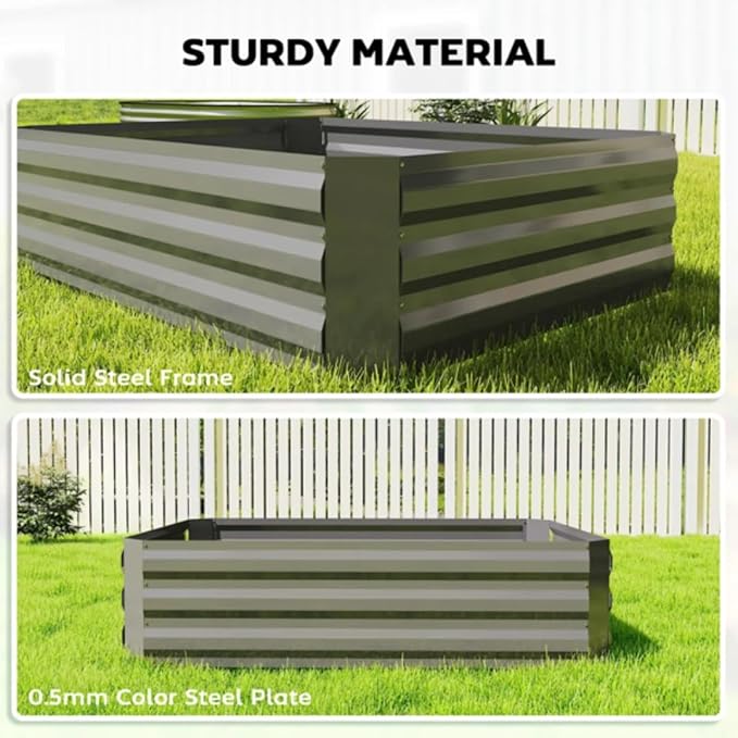 4.2x3.1x3FT Metal Raised Garden Bed with Greenhouse Cover Outdoor Galvanized Planter Raised Beds for Gardening for Vegetables Flowers and Fruit