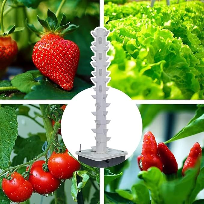 45 Pod Garden Hydroponic Grow Garden Tower Aeroponic Grow Kit with Pump and Removable Water Tank for Home Kitchen Gardening(Size:A) ()