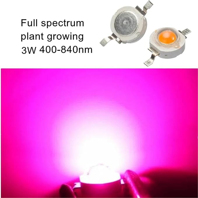 100pcs 3W high Power led chip Lamp Bead Plant Grow Light Full Spectrum 400-840nm 45MIL Chip 3.2-3.4 700mA180-200LM