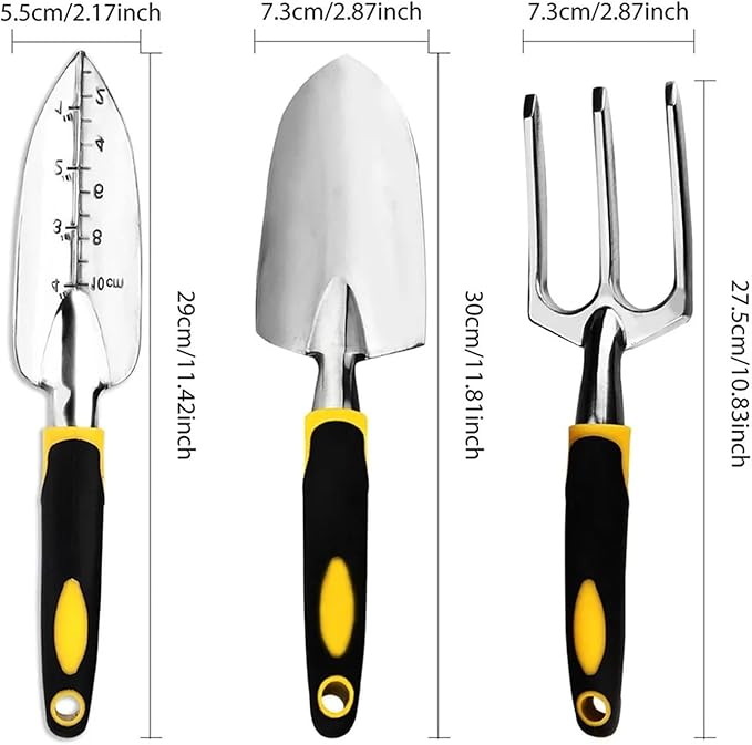 Premium 4-Piece Garden Tool Set with Trowel Cultivator Hand Rake Transplant Trowel and Durable Gardening Gloves for Efficient Weeding and Soil Loosening