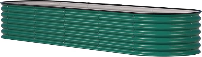 BlueWish 8x2x1.4FT Raised Garden Bed Outdoor 9 in 1 Metal Raised Bed for Gardening 17 H Galvanized Raised Garden Bed Planter Box for Plants Vegetables Flowers Green