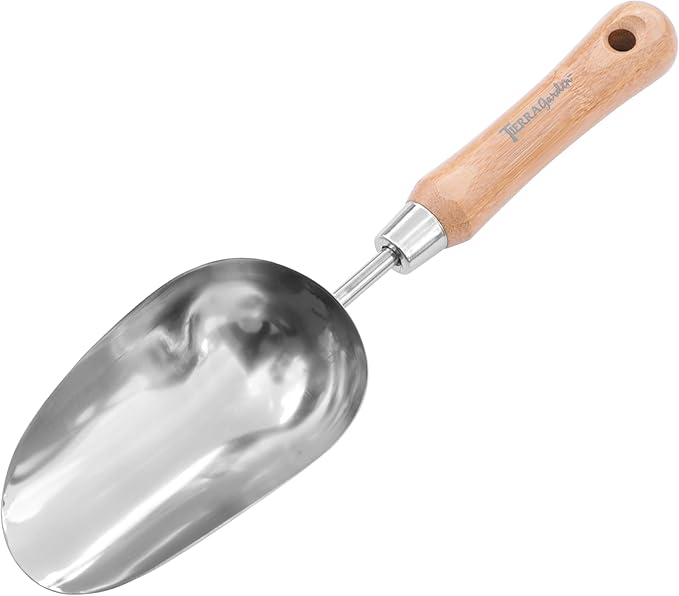 Green Tidy Tray with Stainless Steel Transplanter and Scoop – Durable Bamboo Handle Garden Tool Set