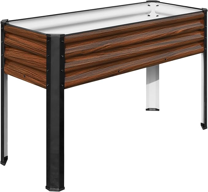 SnugNiture Raised Garden Bed with Legs 48×18×32in Outdoor Metal Elevated Raised Planter Box for Backyard Patio Balcony