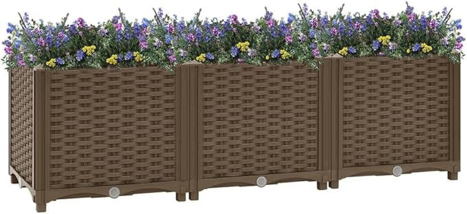 Raised Bed Outdoor Planter Garden Bed Polypropylene Raised Garden Bed Raised Planter Bed Raised Plant Containers for Fresh Vegetables Herbs Flowers 47.2 x 15.7 x 15