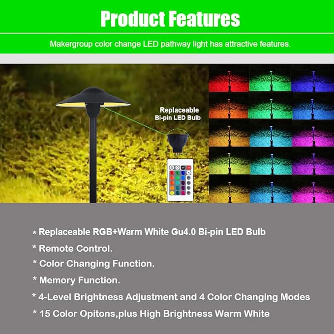 Inground Light Stakes Bundle with Landscape RGB Path Lights Low Voltage