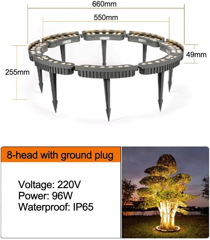 12W LED Ring Landscape Tree Hug Light IP65 Outdoor Waterproof Garden Tree Spotlight AC 220V Landscape Garden Lighting Tree Lamp LED Beam Tree Spotlight(Yellow8PCS)