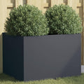 Modern Rectangular Anthracite Steel Raised Planter 24.4 x 18.5 x 18.1 in Powder-Coated Cold-Rolled Metal Elevated Garden Box for Patio Balcony