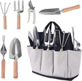 Garden Tool Set Stainless Steel Gardening Kit with Large Capacity Garden Tool Bag Outdoor Hand Tools Black Grey Garden Tool Kit for Women and Men